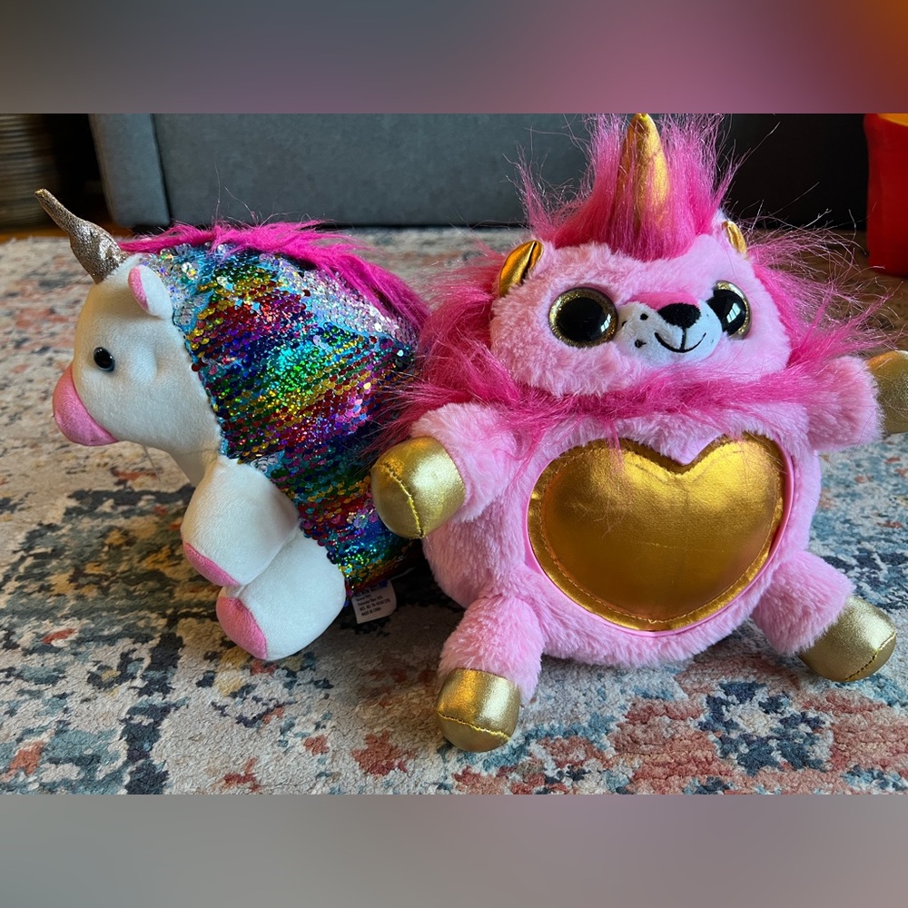 Pink and Gold Stuffed Unicorn Toy